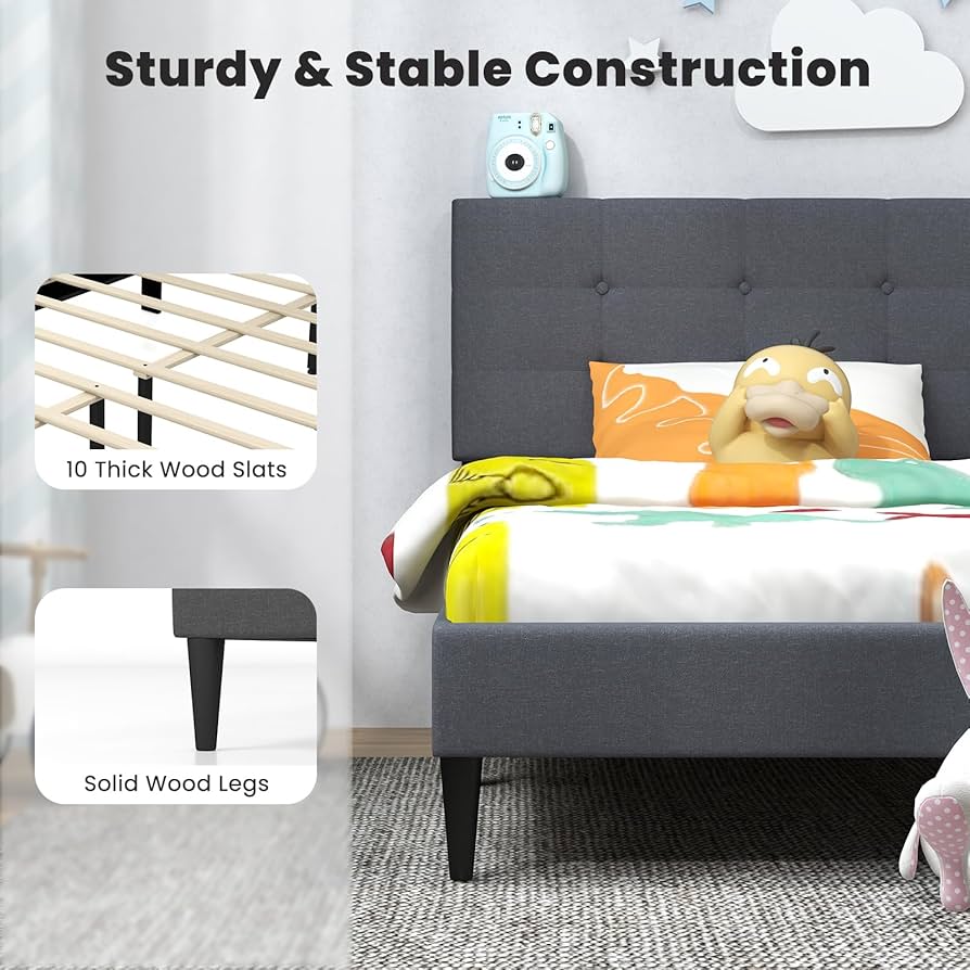 Amazon.com: Giantex Twin Bed Frames for Kids, Modern Fabric